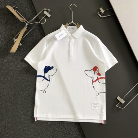 [THOM BROWNE-톰브라운]자수 라펠 폴로 셔츠