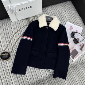 [THOM BROWNE-톰브라운]캐시미어 숏 코트 재킷 - 퍼탈부착가능